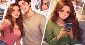 Does social media cause jealousy in young adults scrolling on smartphones